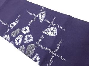 絞り抽象格子に鹿の子模様開き名古屋帯（額縁仕立て）